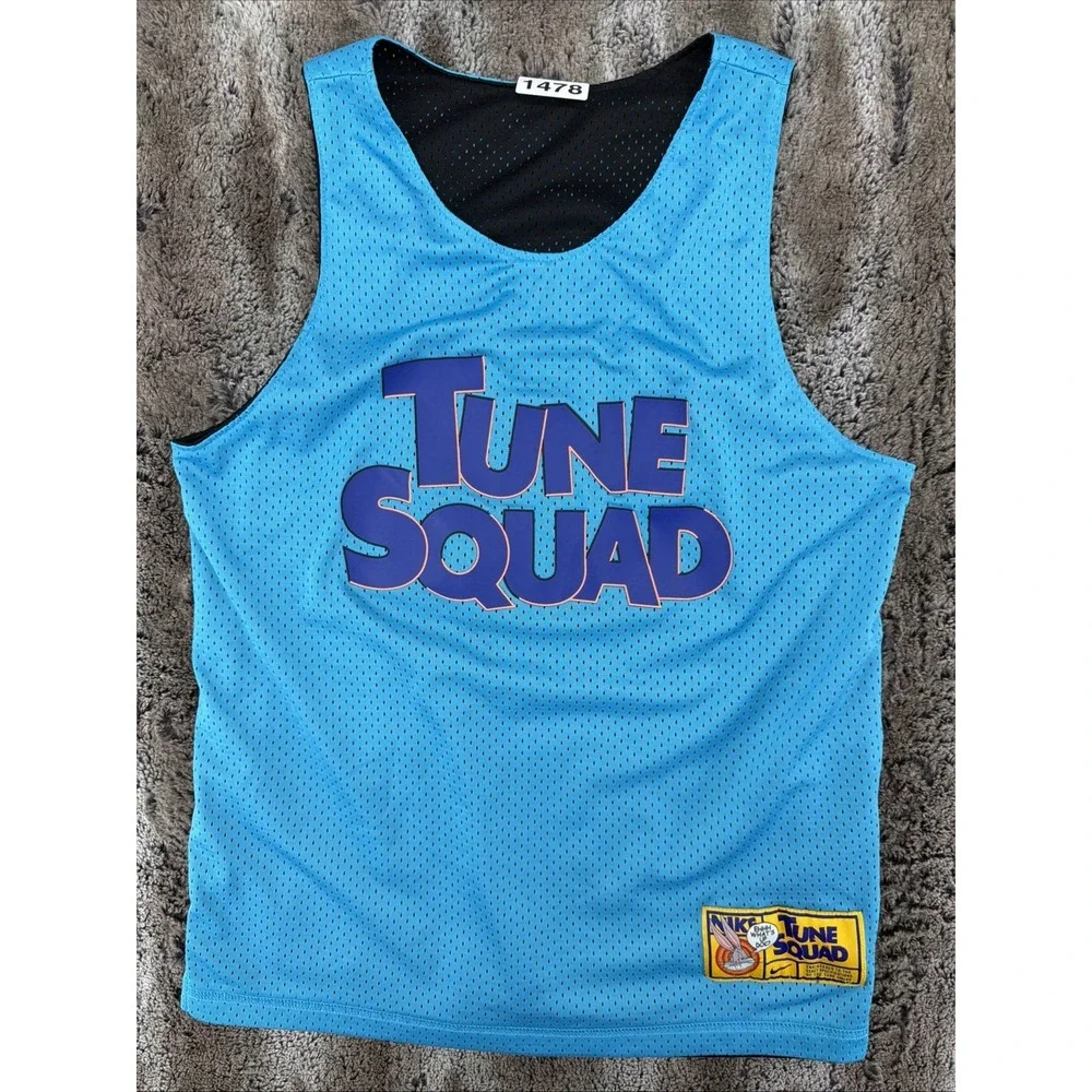 Nike Unisex Blue Black Tune Goon Squad Space Jam Reversible Basketball Jersey Lg
